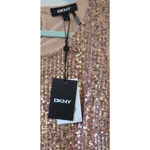 DKNY NWT Woman's S Sequined Sleeveless Top Dressy Pink